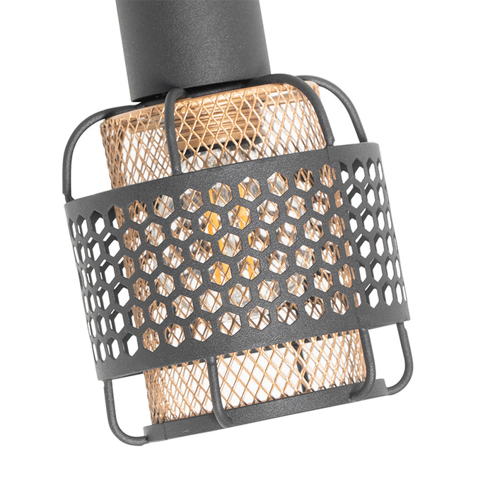 QAZQA Design plafondlamp zwart met goud 4-lichts langwerpig - Noud