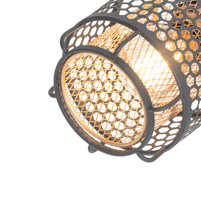 QAZQA Design plafondlamp zwart met goud 4-lichts langwerpig - Noud