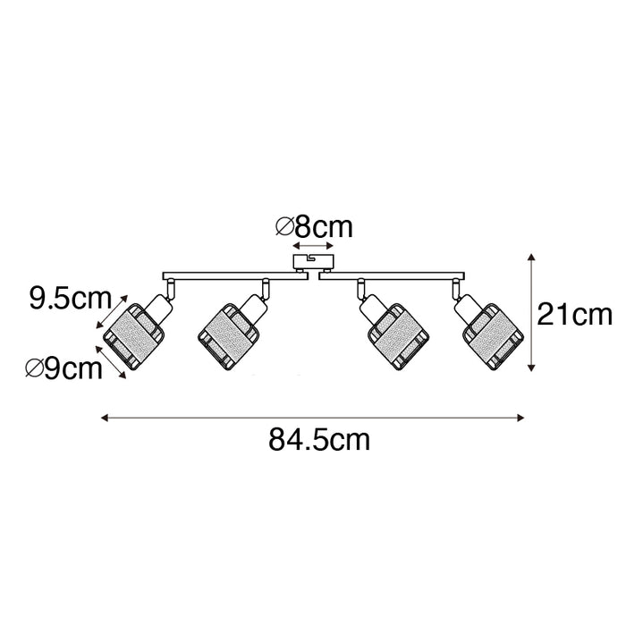 QAZQA Design plafondlamp zwart met goud 4-lichts langwerpig - Noud