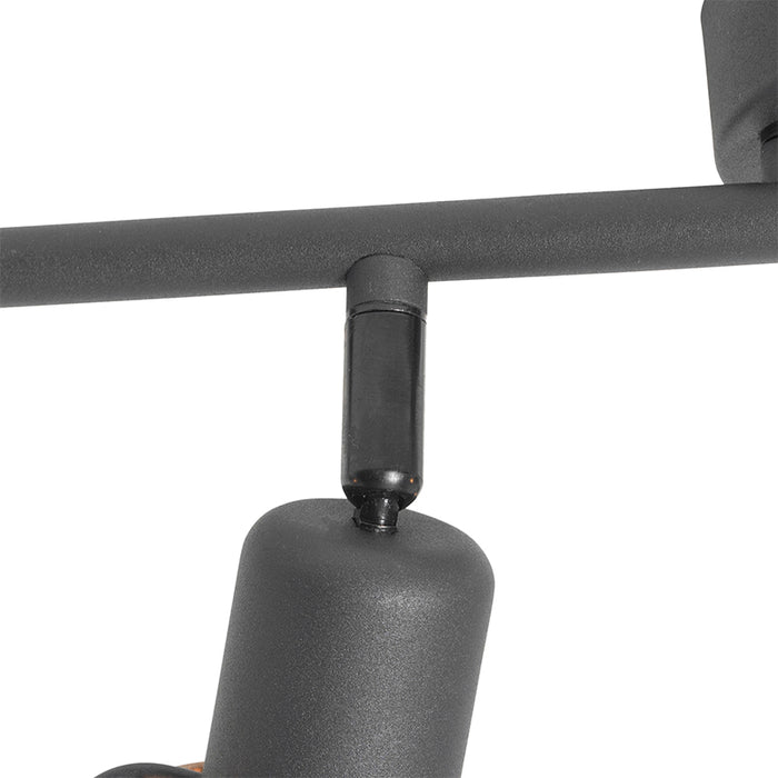 QAZQA Design plafondlamp zwart met goud 4-lichts langwerpig - Noud