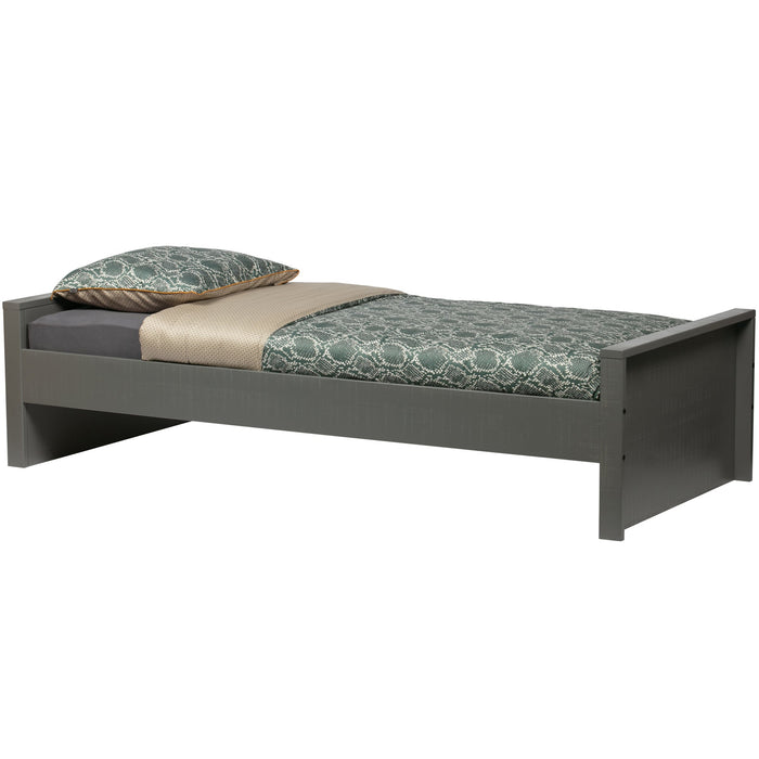WOOOD Morris Bed Incl. Bedlade|Lattenrol - Grenen - Leem - 90x200