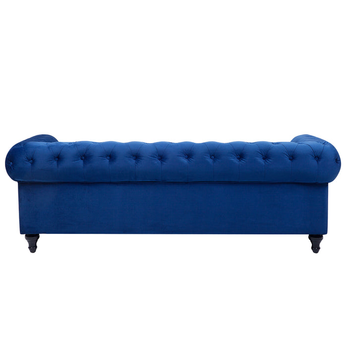 Beliani - CHESTERFIELD - Chesterfield bank - Marineblauw - Fluweel