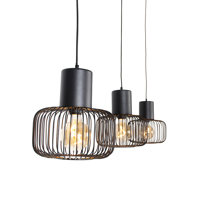 QAZQA Hanglamp baya - Zwart - Design - L 120cm