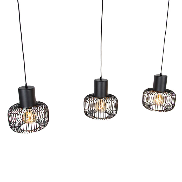 QAZQA Hanglamp baya - Zwart - Design - L 120cm