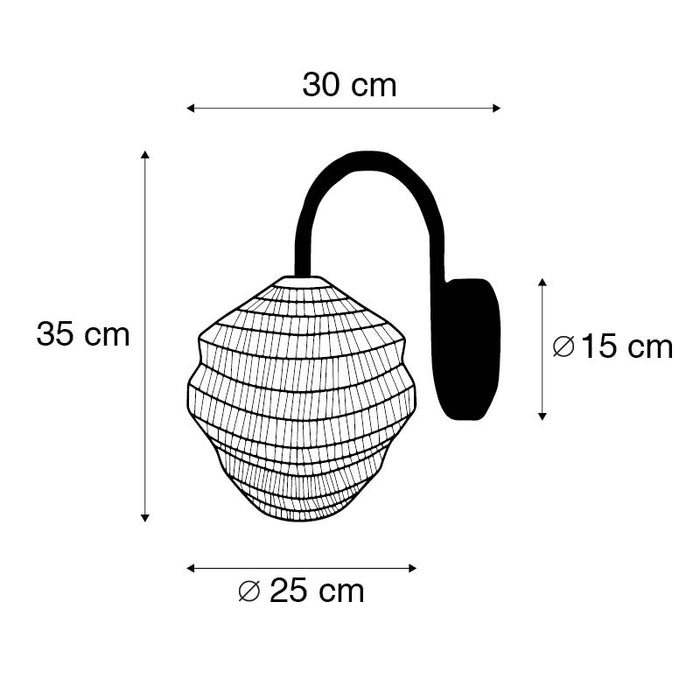 QAZQA Wandlamp vadi - Zwart - Oosters - L 250mm