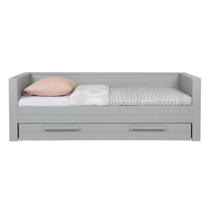 WOOOD Dennis Bed Incl. Lade|Lattenrol - Betongrijs - 53x219x95