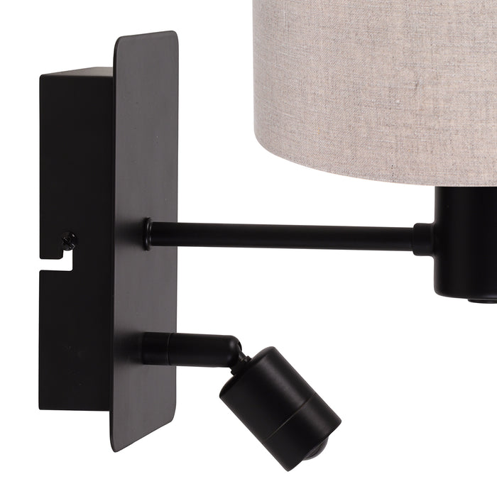 Light & Living Montana wandlamp zwart met beige kap