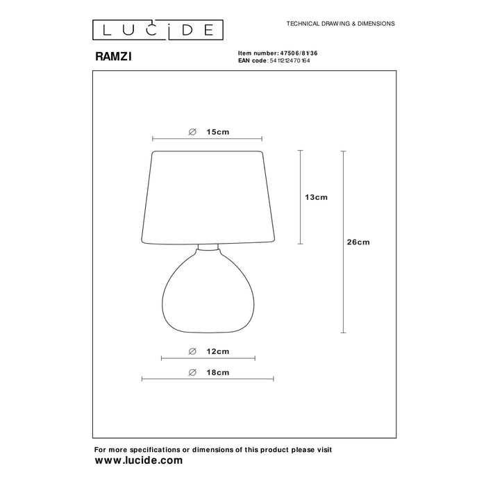 Lucide Ramzi - Tafellamp - Grijs