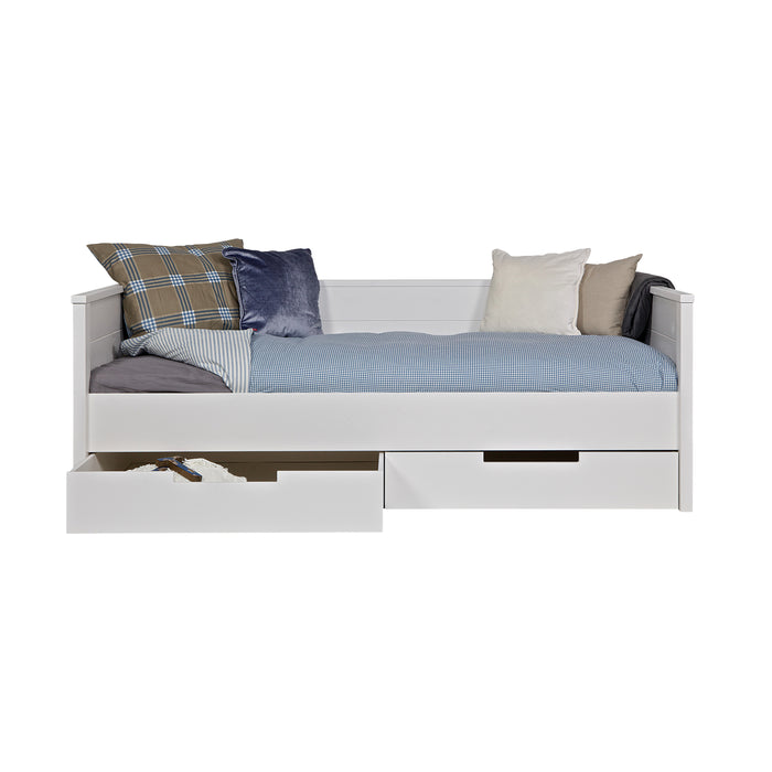 WOOOD Jade bedbank incl. Bedlade - Grenen - Wit - 209x74x100