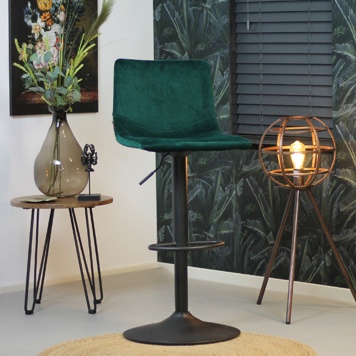 Bronx71 Velvet barkruk Frenkie groen 59-76 cm - Barkrukken set van 2