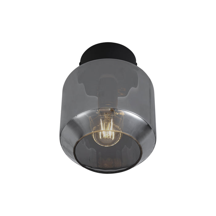 QAZQA Moderne plafondlamp zwart met smoke glas - Stiklo