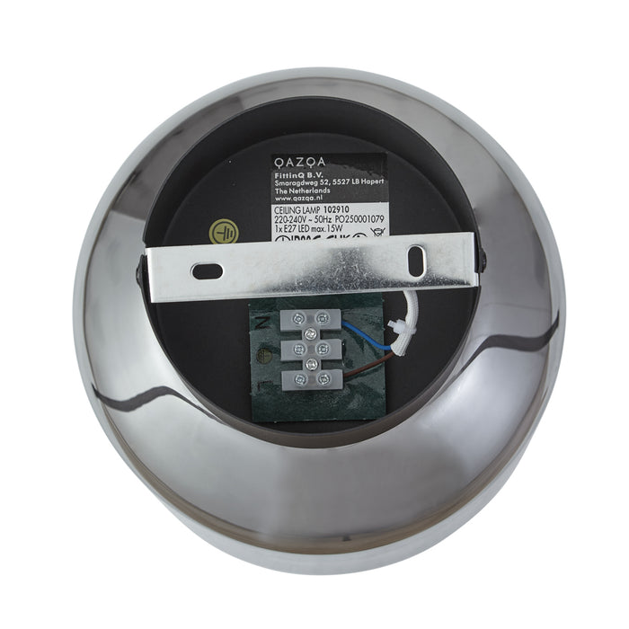 QAZQA Moderne plafondlamp zwart met smoke glas - Stiklo