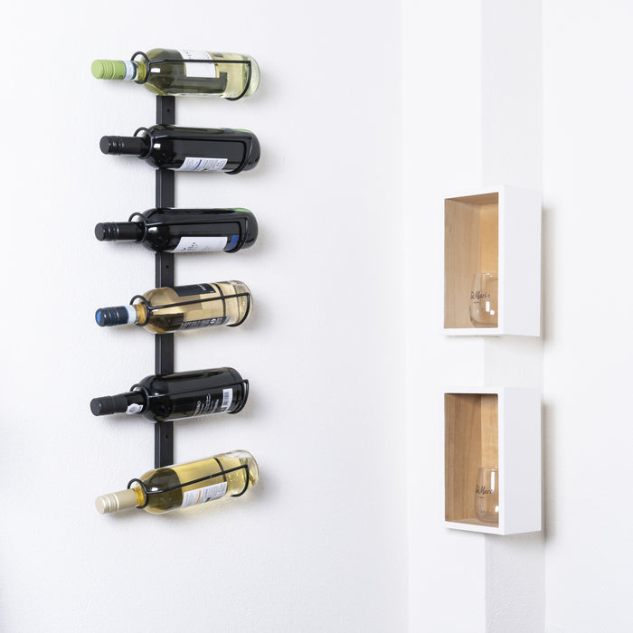 QUVIO Verticale wijnrek staal voor 6 flessen - Zwart