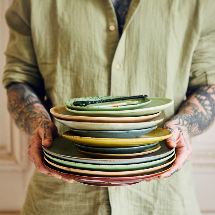 HKliving 70's Bord Ø 22 cm - Set van 2 - Pistachio