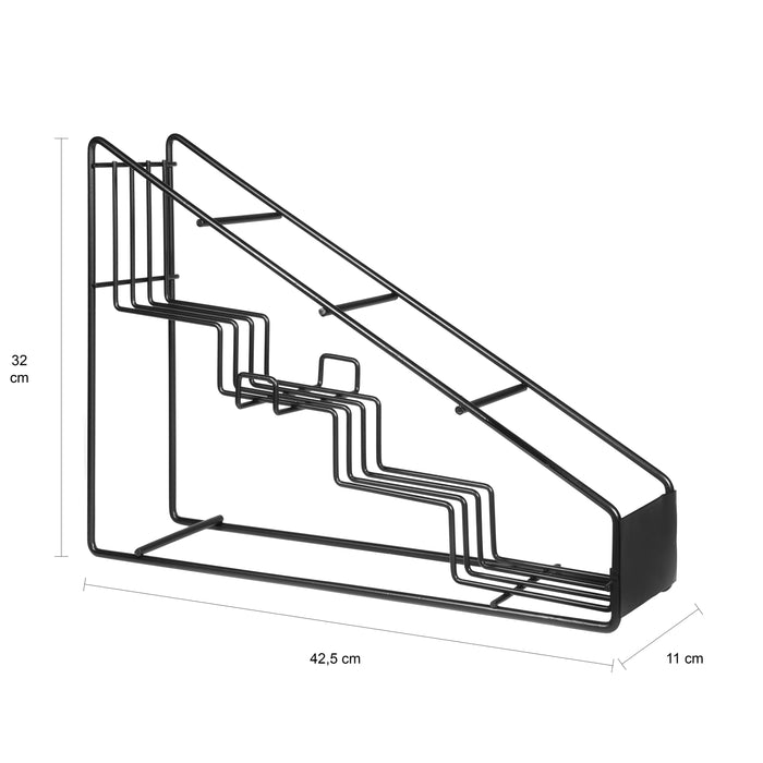 QUVIO Flessenrek metaal met 4 treden - Zwart