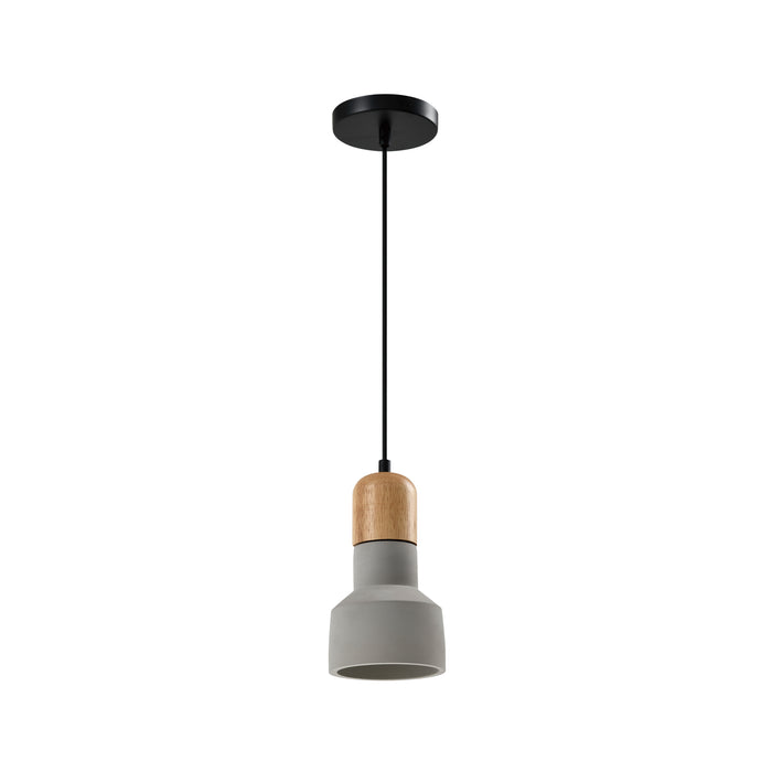 QUVIO Hanglamplangwerpig beton met hout grijs - QUV5143L-GREY