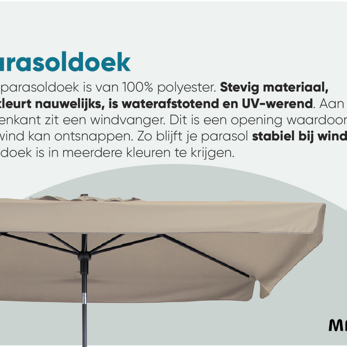 Madison stokparasol Delos Luxe Grey 200x300 cm.
