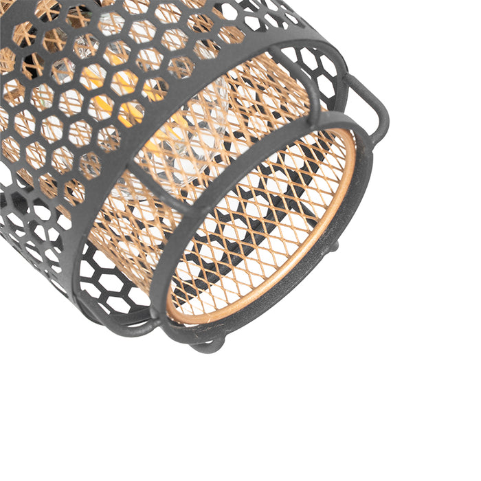 QAZQA Design plafondlamp zwart met goud 2-lichts - Noud