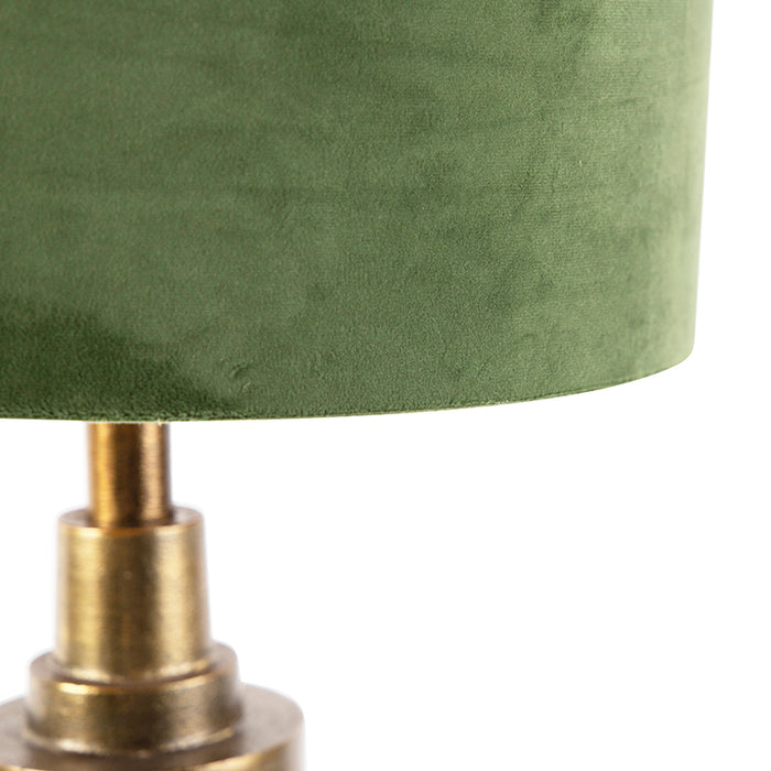 QAZQA Art deco tafellamp met velours kap groen 35 cm - Diverso