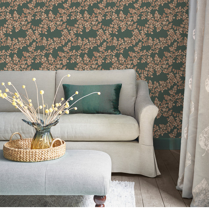 Laura Ashley Burnham Behang - Planten - 10mx52cm - Grijs