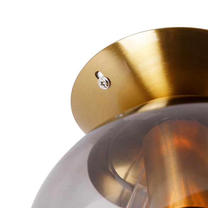 QAZQA Art deco plafondlamp messing met smoke glas - Pallon