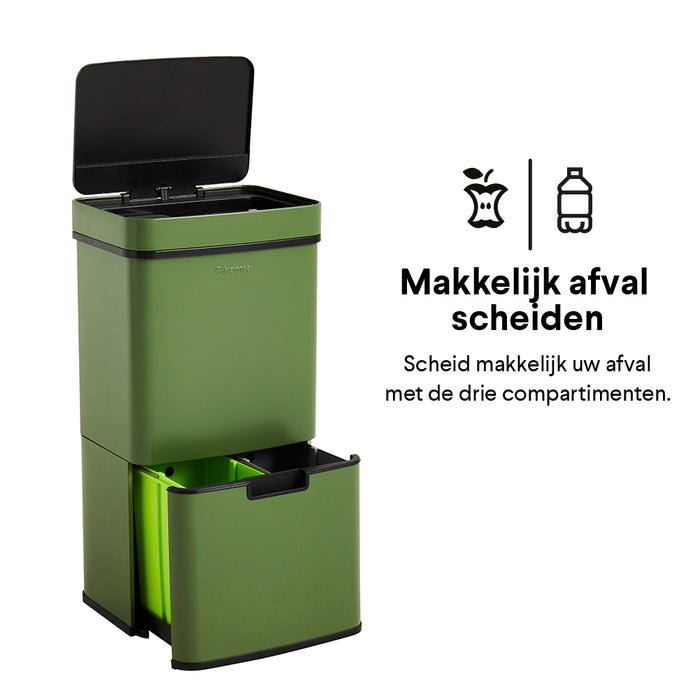 Homra Nexo Afvalemmer met Sensor 72 Liter (48+12+12 Liter) - Groen