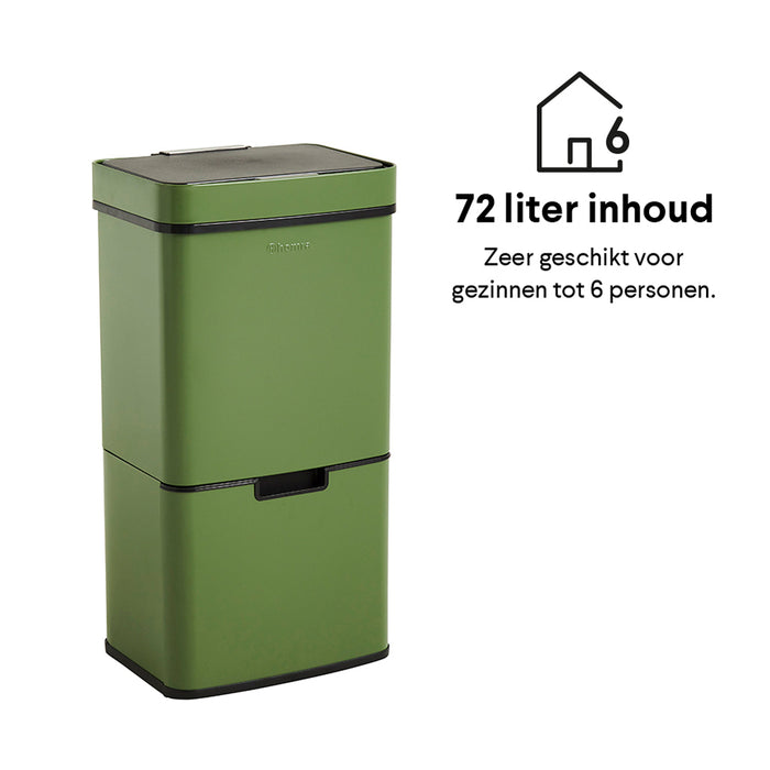 Homra Nexo Afvalemmer met Sensor 72 Liter (48+12+12 Liter) - Groen