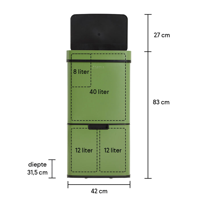 Homra Nexo Afvalemmer met Sensor 72 Liter (48+12+12 Liter) - Groen