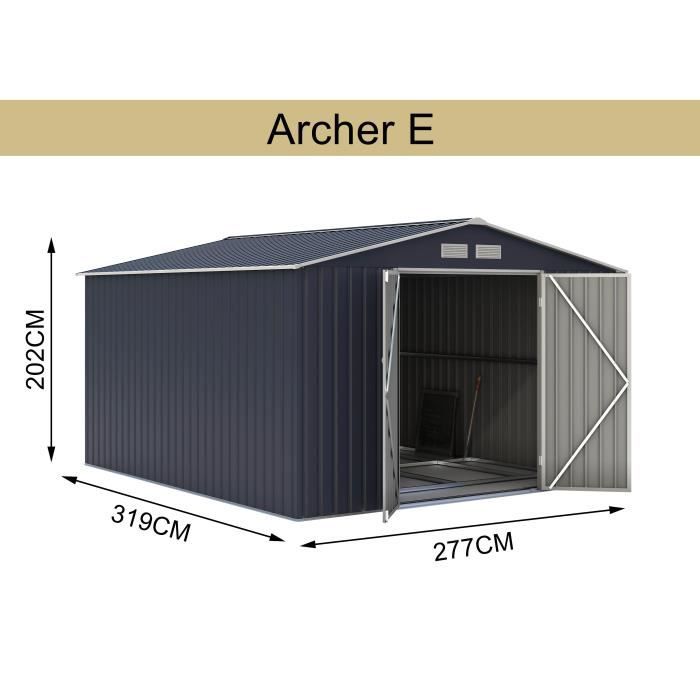 Cstore 8.84m² metalen tuinschuur - 2 draaideuren - Antracietgrijs