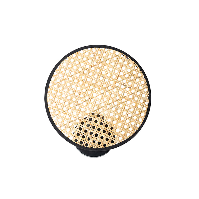 QAZQA Landelijke wandlamp zwart met rotan 25 cm - Kata