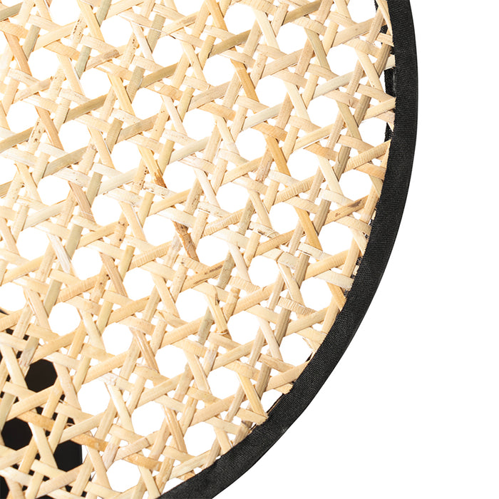 QAZQA Landelijke wandlamp zwart met rotan 25 cm - Kata