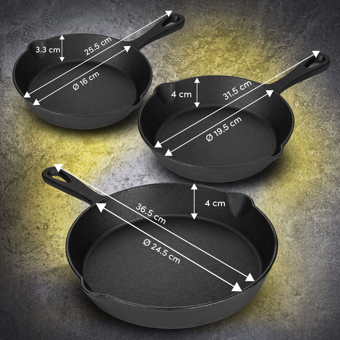 CLP Gietijzeren pannenset 3 stuks