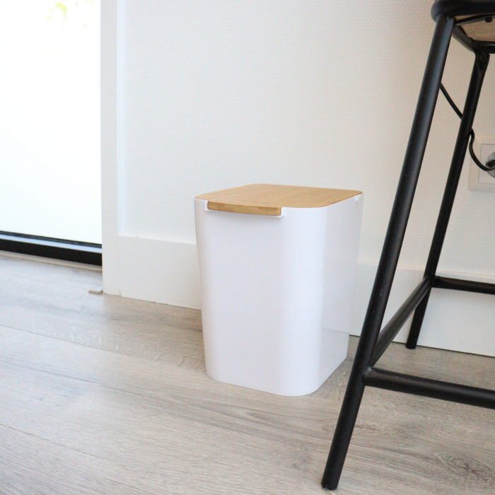 Orange85 Prullenbakje Aanrecht Wit 5 Liter Kunststof en bamboe