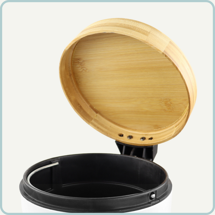 NORDIX Pedaalemmer Prullenbak Wit 3 Liter Bamboe