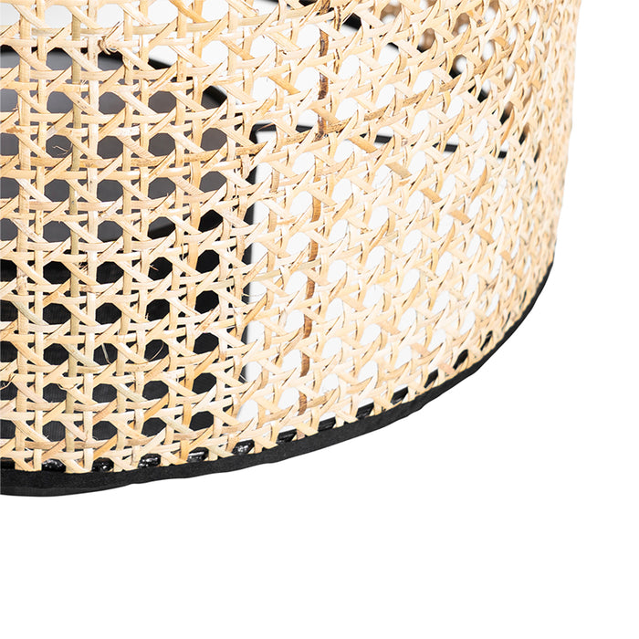 QAZQA Landelijke hanglamp zwart met rotan - Kata