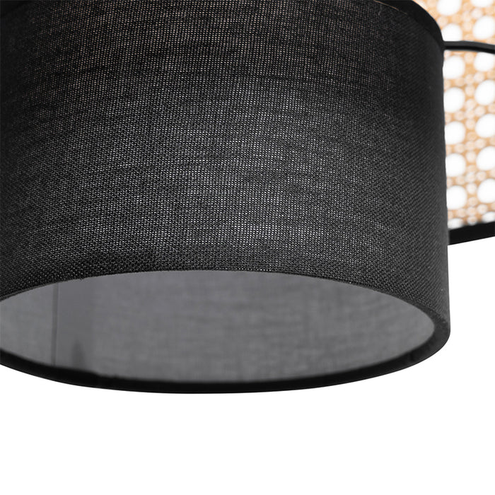 QAZQA Landelijke hanglamp zwart met rotan - Kata