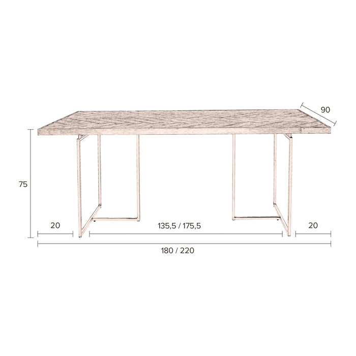 Dutchbone Class Eettafel Visgraat - 180 x 90 cm - Bruin
