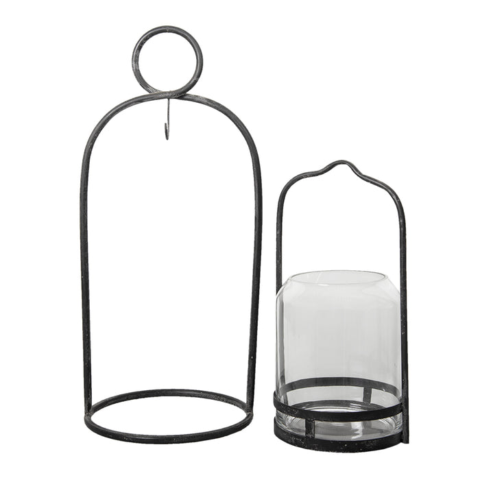 Clayre & Eef Windlicht Ø 29x65 cm Zwart Metaal Rond Kaarsenhouder