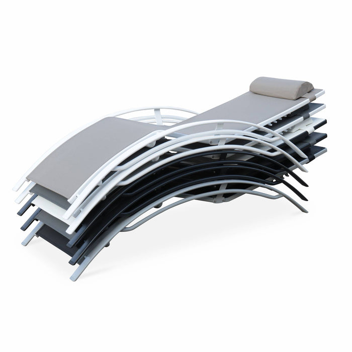 sweeek - Set van 2 aluminium en textileen ligbedden