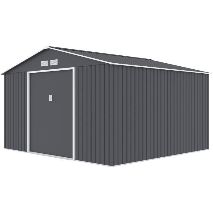 Cstore Metalen tuinhuisje 10,78 m2 - Inclusief verankeringsset - Grijs