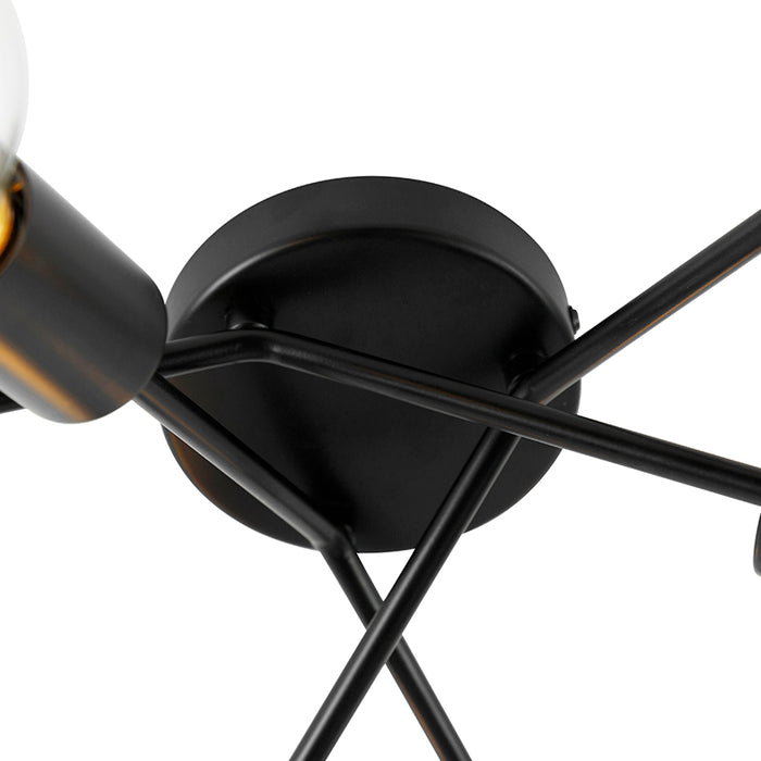 QAZQA Design plafondlamp zwart 6-lichts - Sputnik