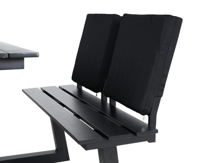 MaximaVida Dex 215 cm zwart picknicktafel met 2 rugleuningen