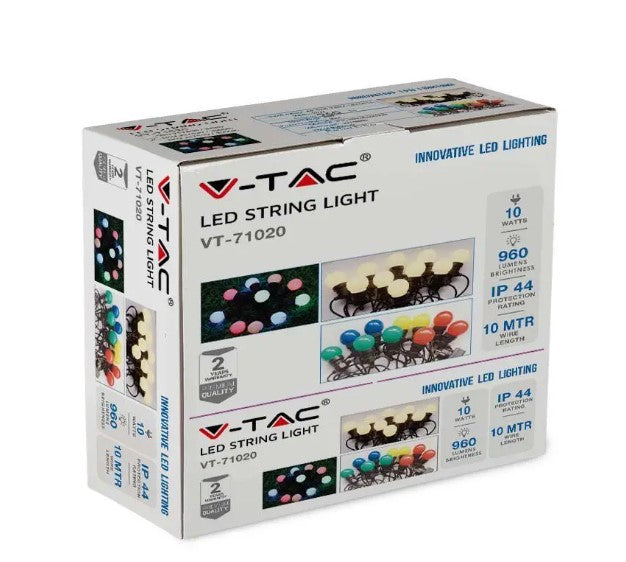V-tac VT-71020 Lichtsnoer - Waterdicht - 20 LED Lampen - 3000K - 10M