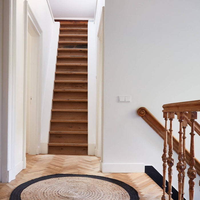 Eva Interior- Rond vloerkleed Jute Naturel|Antraciet