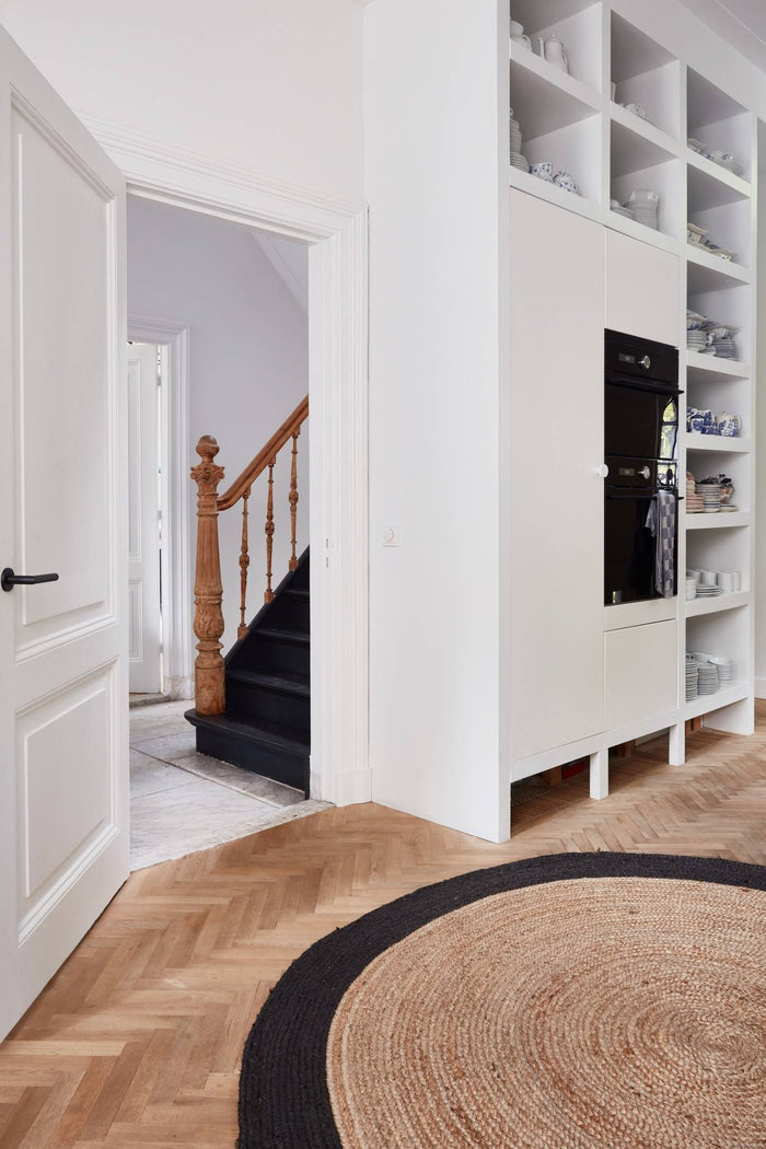 Eva Interior- Rond vloerkleed Jute Naturel|Antraciet