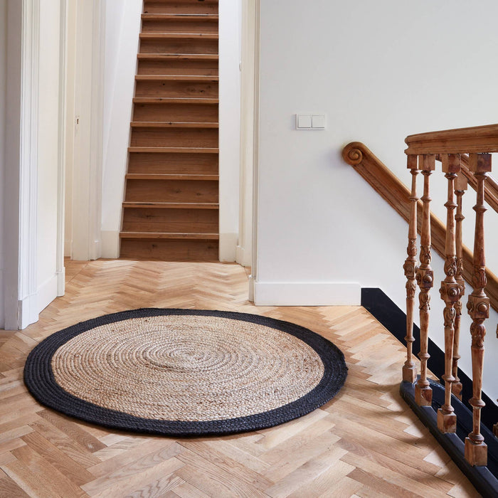 Eva Interior- Rond vloerkleed Jute Naturel|Antraciet