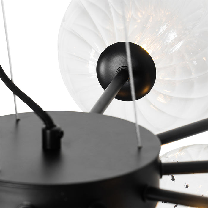 QAZQA Hanglamp zwart met smoke en helder glas 13-lichts - Bonnie