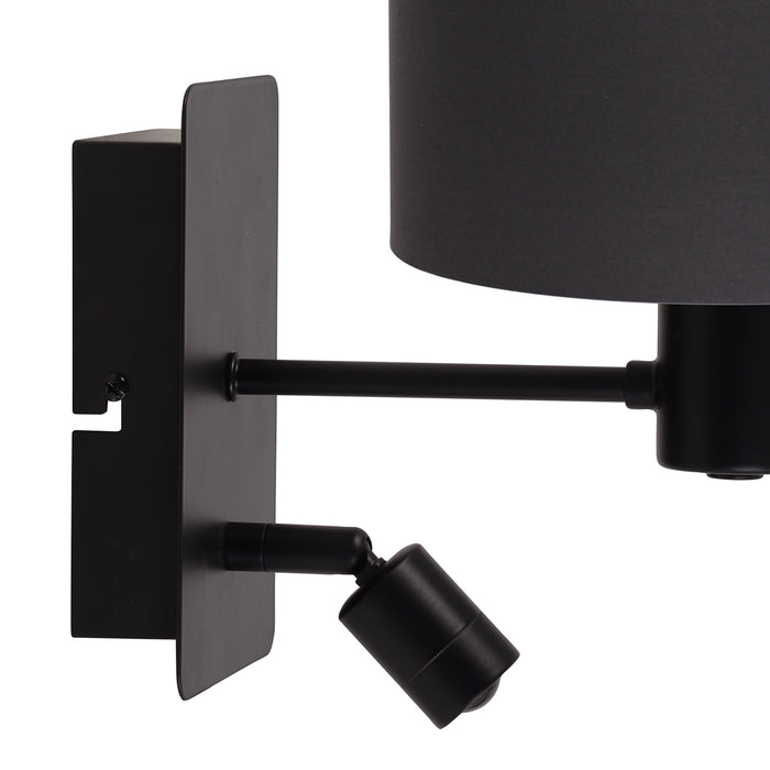 Light & Living Montana wandlamp zwart met zwarte kap