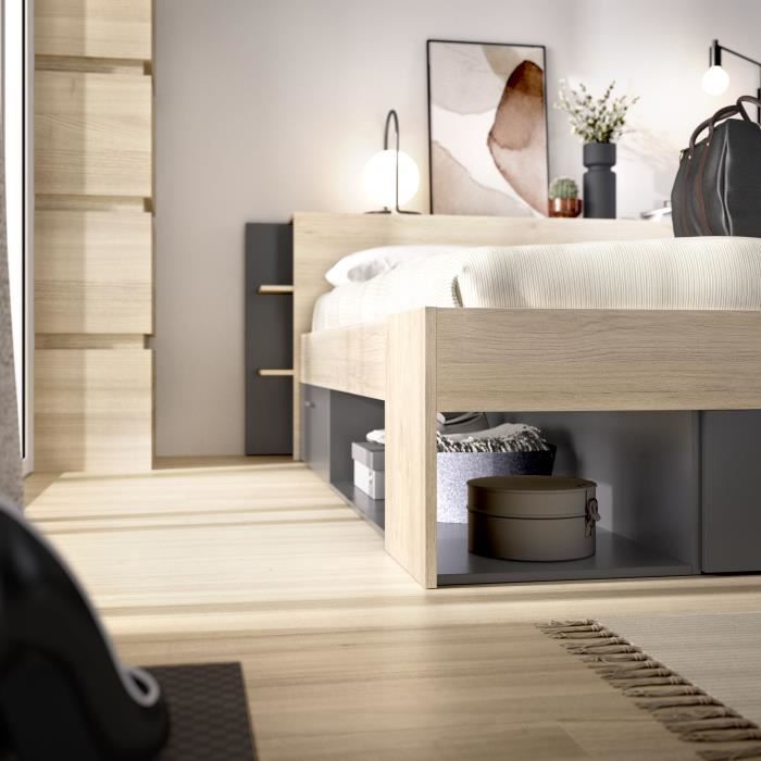 Cstore Volwassen bed 160x200cm - 3 lades + Hoofdeinde met opbergruimte