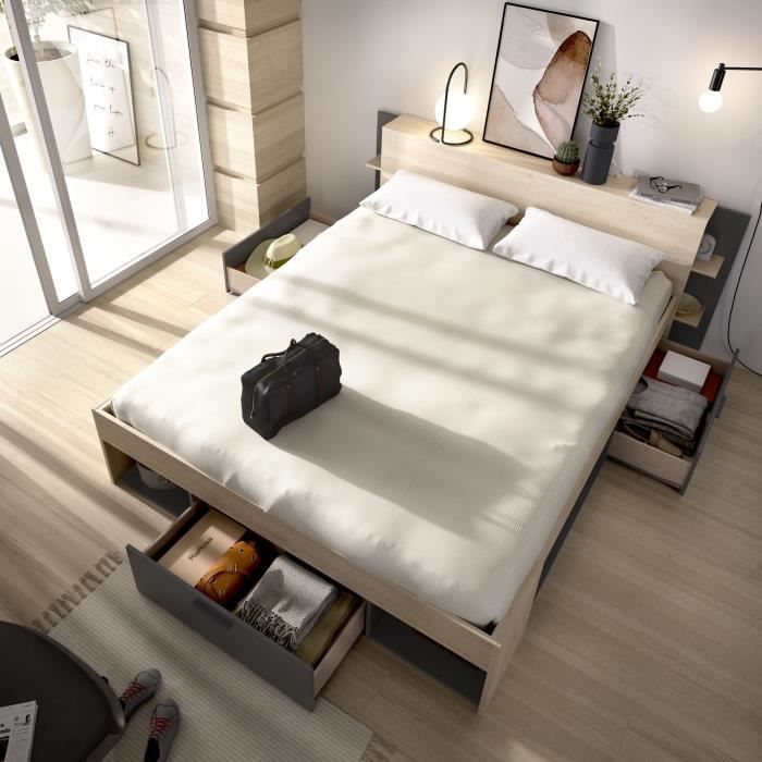 Cstore Volwassen bed 160x200cm - 3 lades + Hoofdeinde met opbergruimte